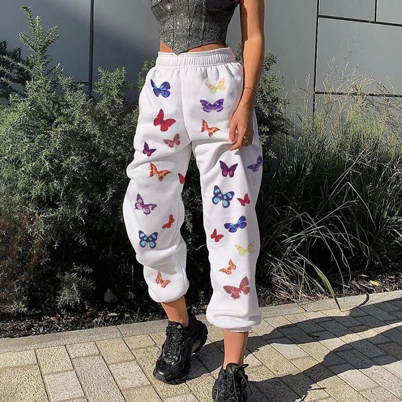 Butterfly Print Casual Joggers