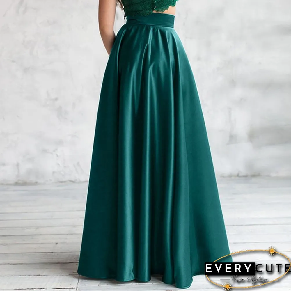 Ladies Fashion High Waist Satin Skirt Evening Party A-Line Skirt Casual Loose Summer Dress