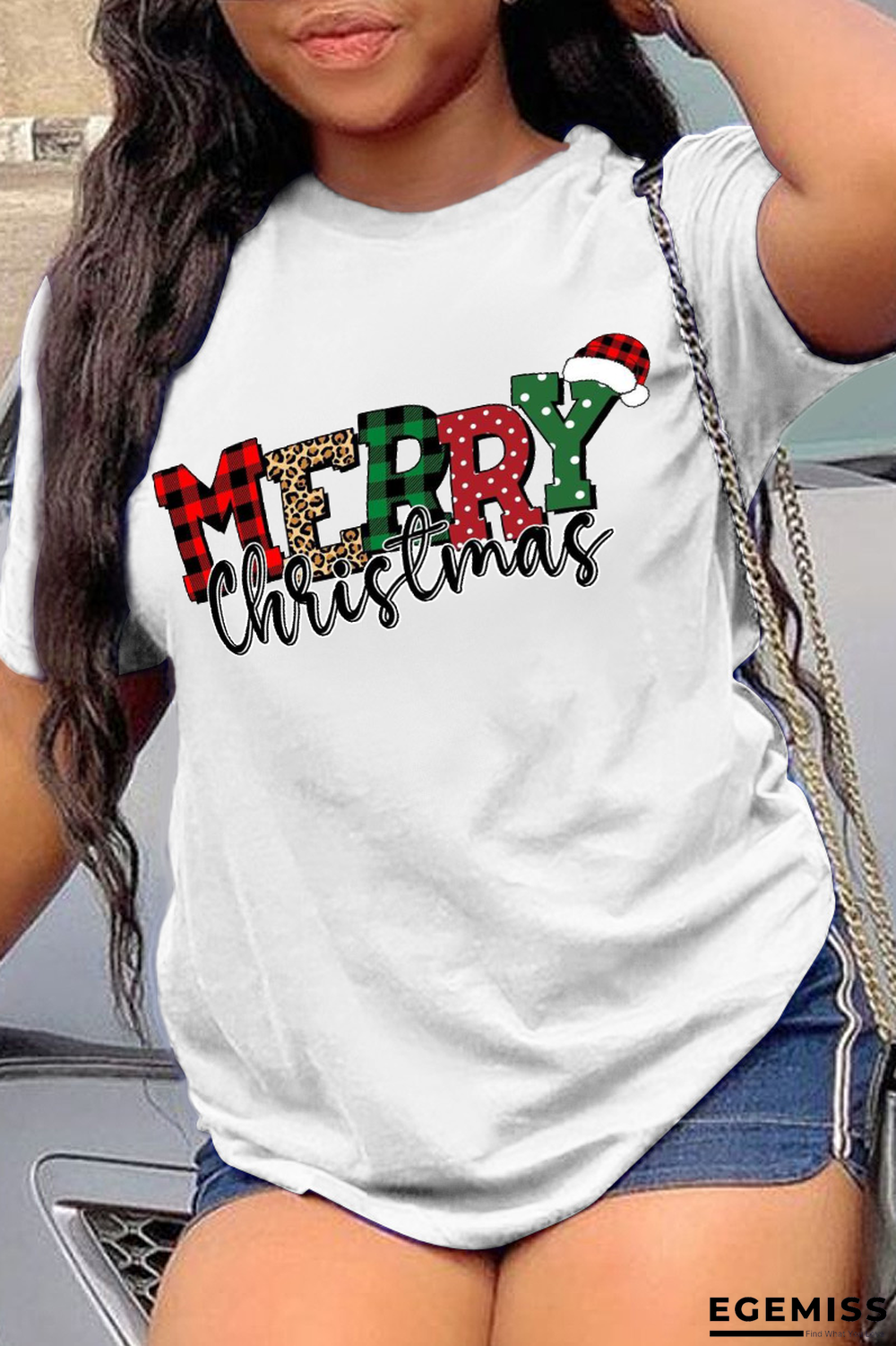 White Street Vintage Print Patchwork O Neck T-Shirts | EGEMISS