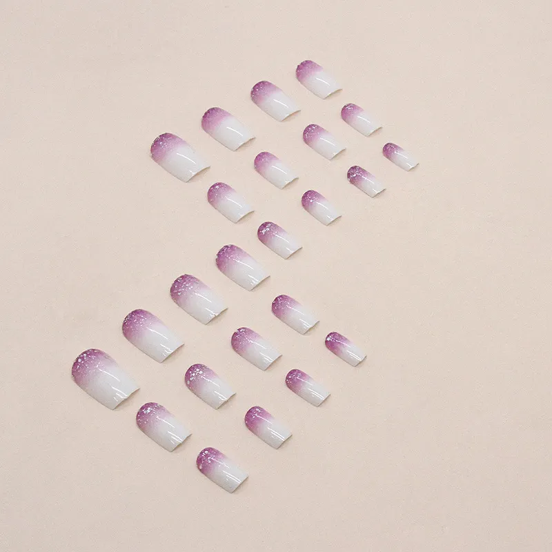 Churchf Churchf Gradient Milk White Bottom Jump Color Flash Pink Nail Gentle And Sweet Temperament Girl Fake Nails Wear Nail Nail Tablets