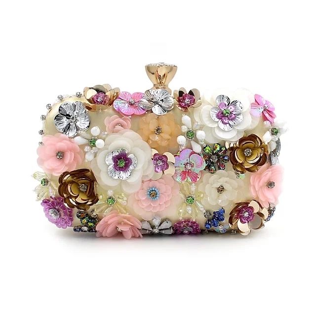 Women's Evening Bag Imitation Pearl Rhinestone Flower Print Party Bag