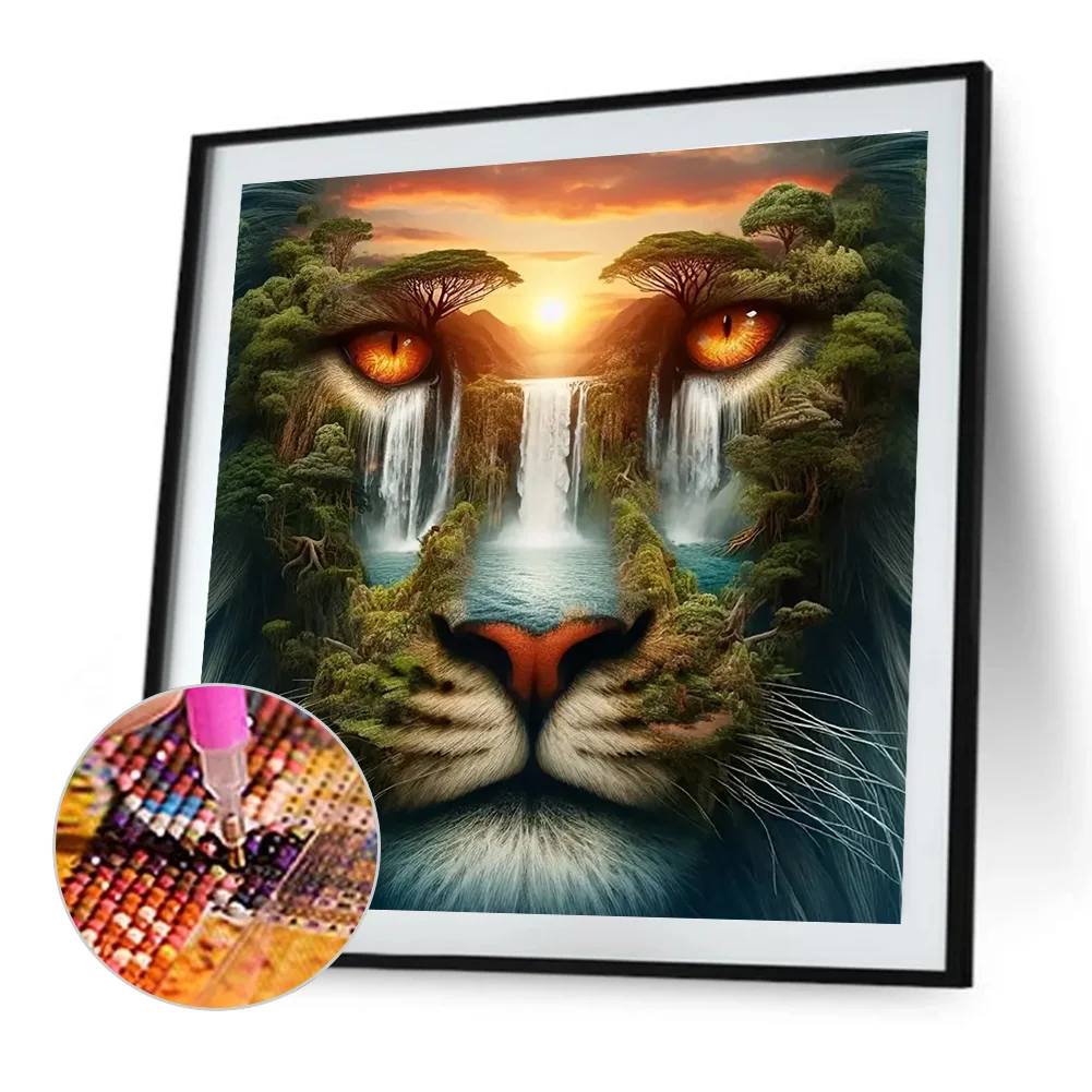Diamond Painting - Full Round Drill - Tiger Scenery(Canvas|40*40cm)