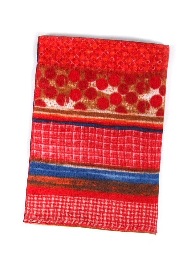 Vintage Cashmere Check Polka Dot Scarf
