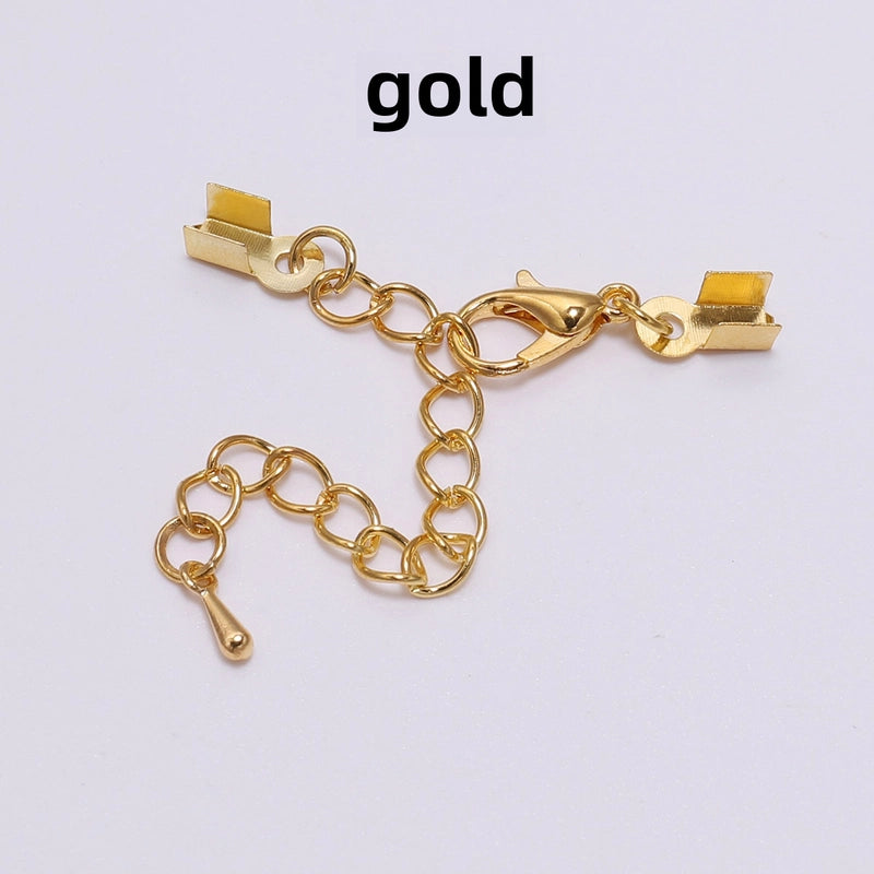Metal Extension Tail Chain With Water Drop Lobster Clasp DIY Jewelry Accessories Leather Rope Square Clip Adjustment Chain