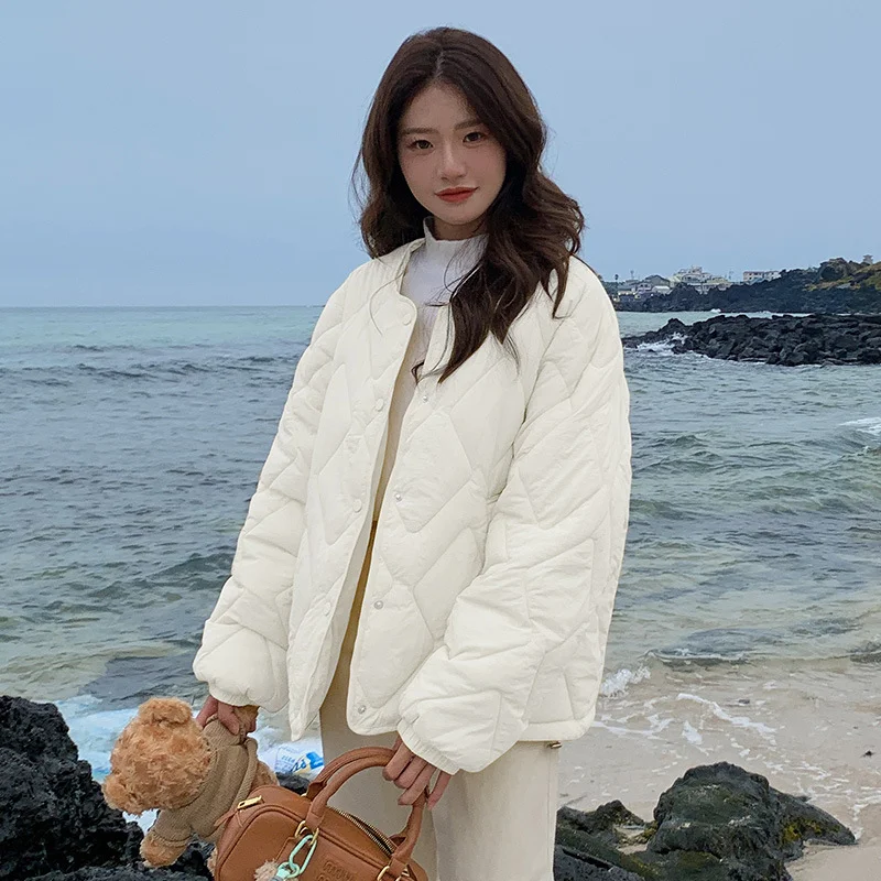 Toloer Korean Version Of The Small Man Wearing Light Diamond Cotton Coat Female Autumn Winter New Simple Fashion Short Warm Padded Clothes-Outfit Ideas