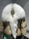 2023 Large Real Silver Fox Fur Collar with Knit Sleeve  Winter Women Coat White Duck Down Jacket Super Fashion Outerwear Luxury