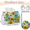 (24cm)Diamond Art Tissue Box DIY PU Napkin Cover for Home(Sunflowers and Dragonflies)
