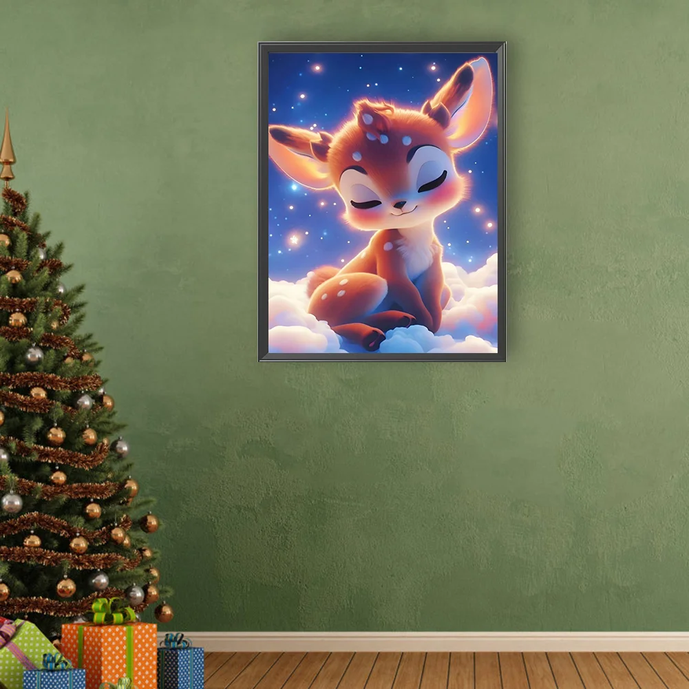 Full Round Diamond Painting 30*40cm - Deer Sleeping On The Cloud