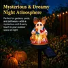 Resin Lighted Vintage Patchwork Ghost with Floral Bow and Pumpkin Lights LED Lighted Patchwork Ghost Decor Halloween Patchworks Ghosts Lamp for Mantel Shelf Entryway Porch