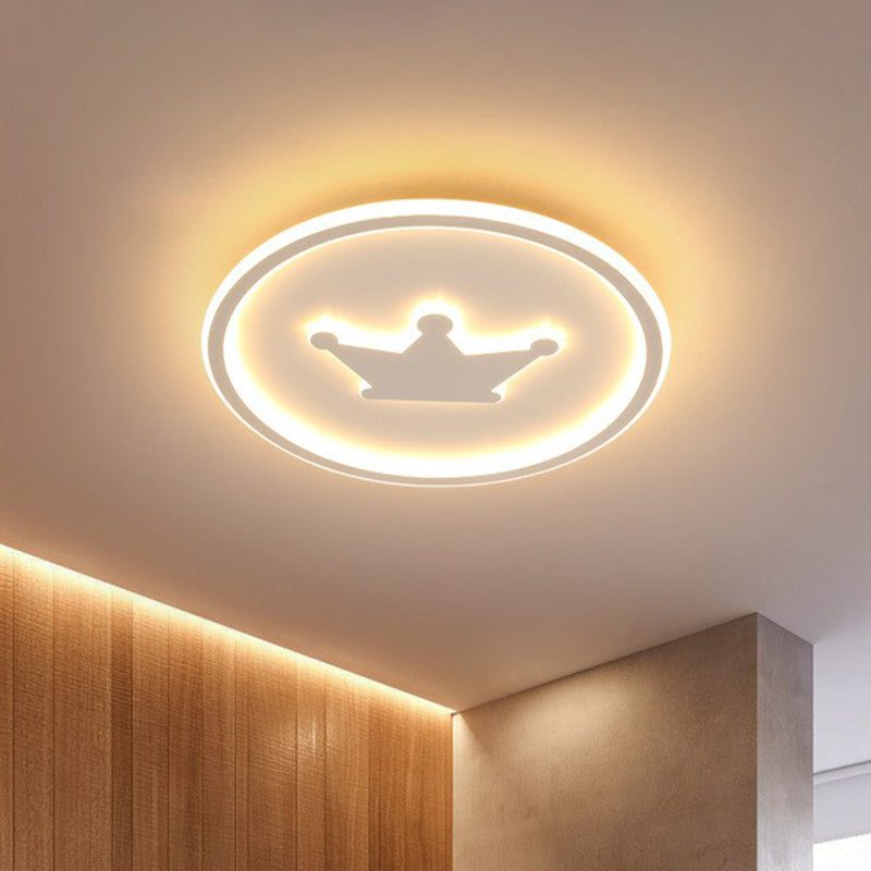 Contemporary Crown Bedroom Led Ceiling Light With Flush Mount & Halo Ring White / 15.5&rsquo; Warm