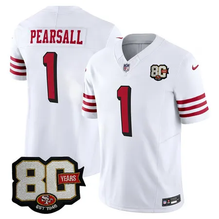 Youth San Francisco 49ers #1 Ricky Pearsall White 80 Anniversary Vapor F.U.S.E. Limited Jersey