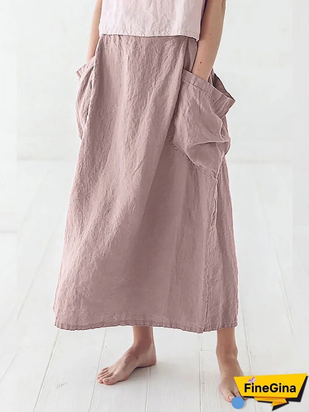 Marina Linen Elastic Waist Skirt