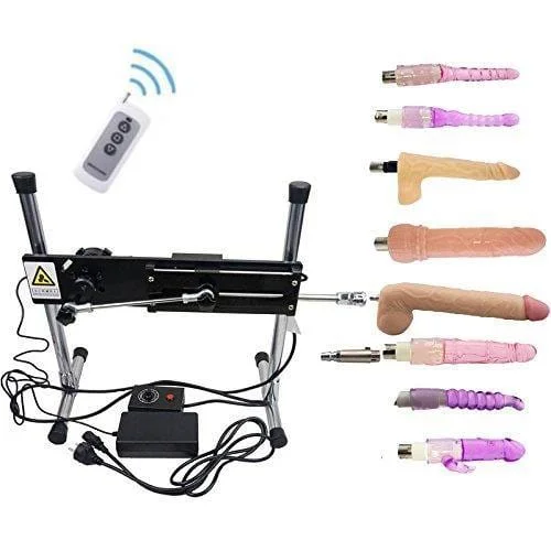 khalesex Remote Control and Wire-controlled Sex Machine with 8pcs Dildo