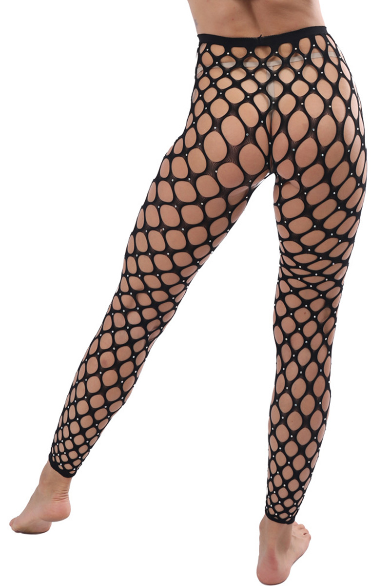 See-through Hot Drilling Cropped Hollow Out Stockings