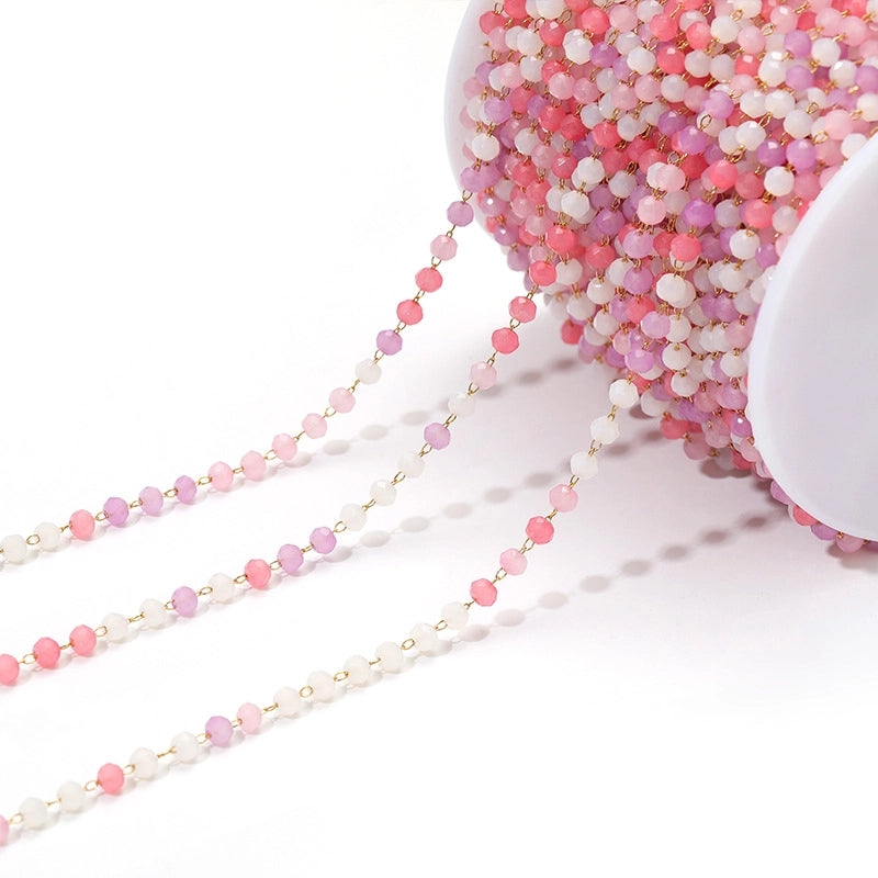 3mm Stainless Steel Amethyst Bead Chain Handmade Chain Tassel Decorative Chain DIY Necklace Bracelet Jewelry Accessories