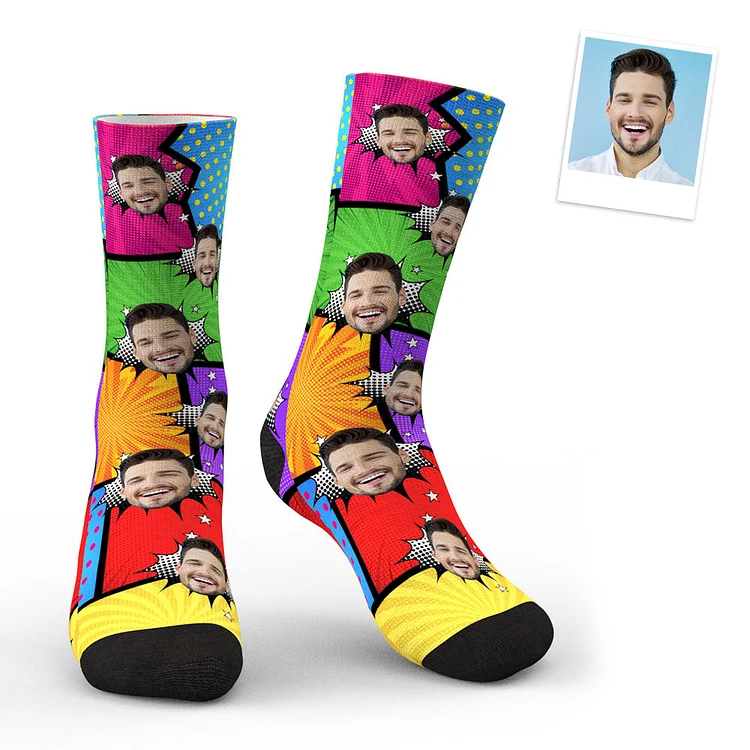 3D Preview Custom Photo Funny Comics Socks