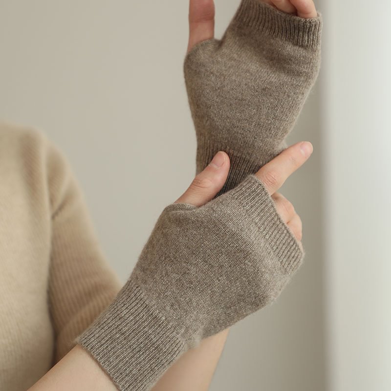 REAL SILK LIFE Classic Knit Cashmere Fingerless Gloves REAL SILK LIFE