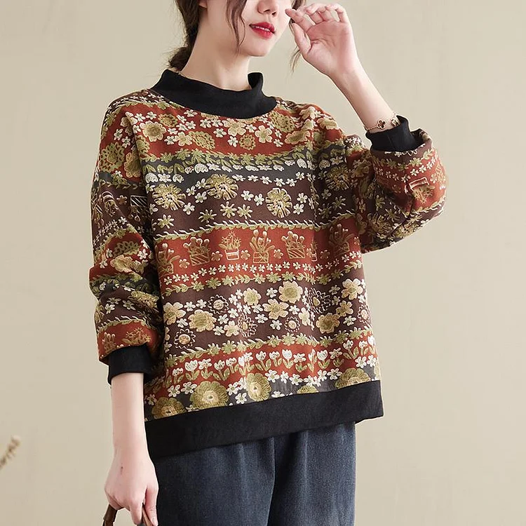 Retro  Autumn Plus Size Cotton Linen Sweater