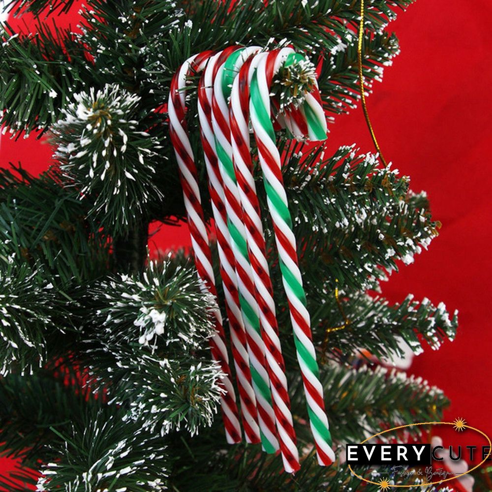 10Pcs Plastic Candy Cane ChristmasTree Decoration Christmas Tree Ornament Striped Candy Cane Sticks Pendant Holiday Ornaments