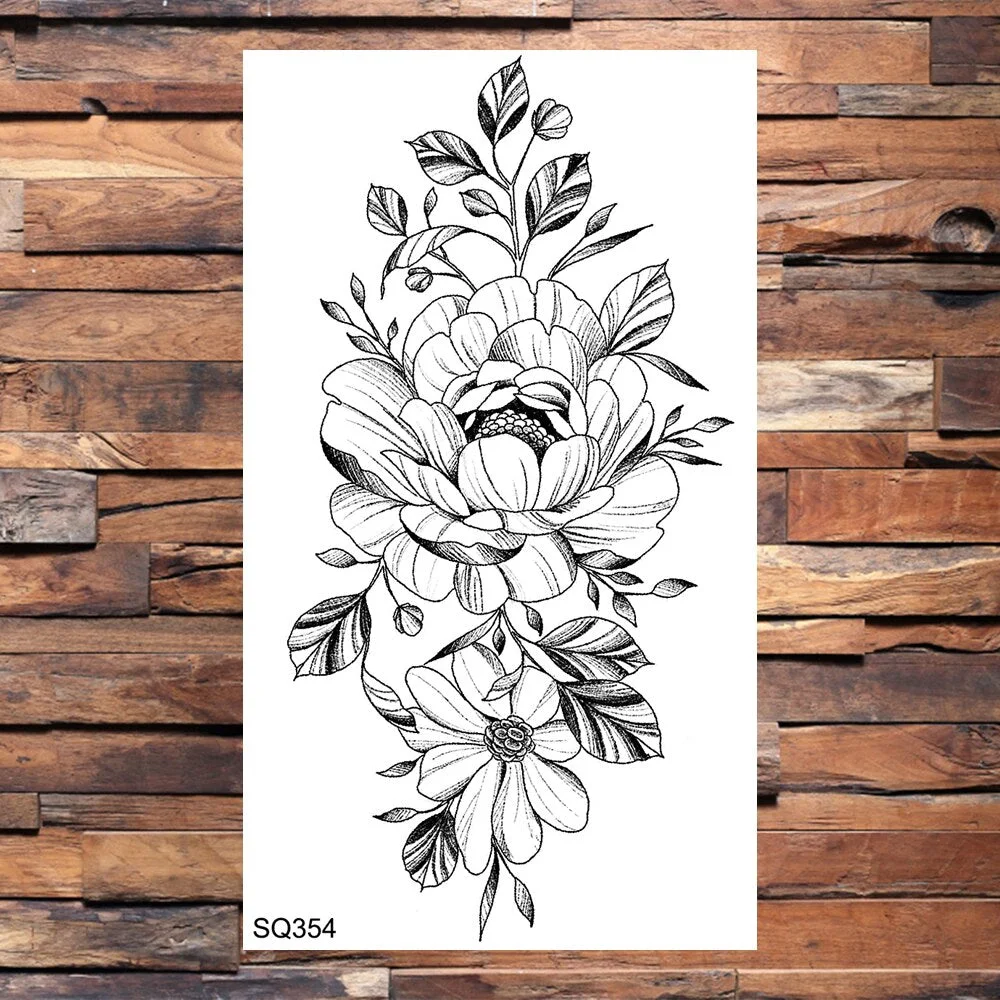 Small Butterfly Temporary Tattoos For Women Girls Realistic Skull Rose Flower Snake Feather Fake Tattoo Sticker Back Arm Tatoos