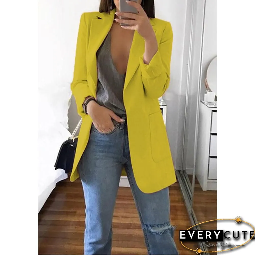 Womens Blazer Jackets Autumn Casual Plus Size Fashion Basic Notched Slim Solid Coats
