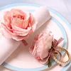 Pink White Artificial Rose Pearls Napkin Ring