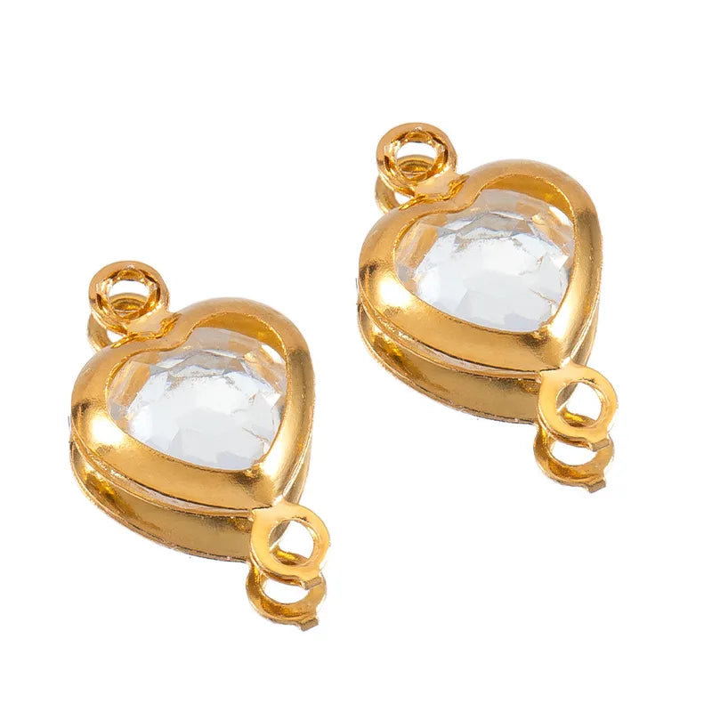 10 PCS/Package 6.5*11.5mm 304 Stainless Steel Zircon Square Pendant Jewelry Accessories