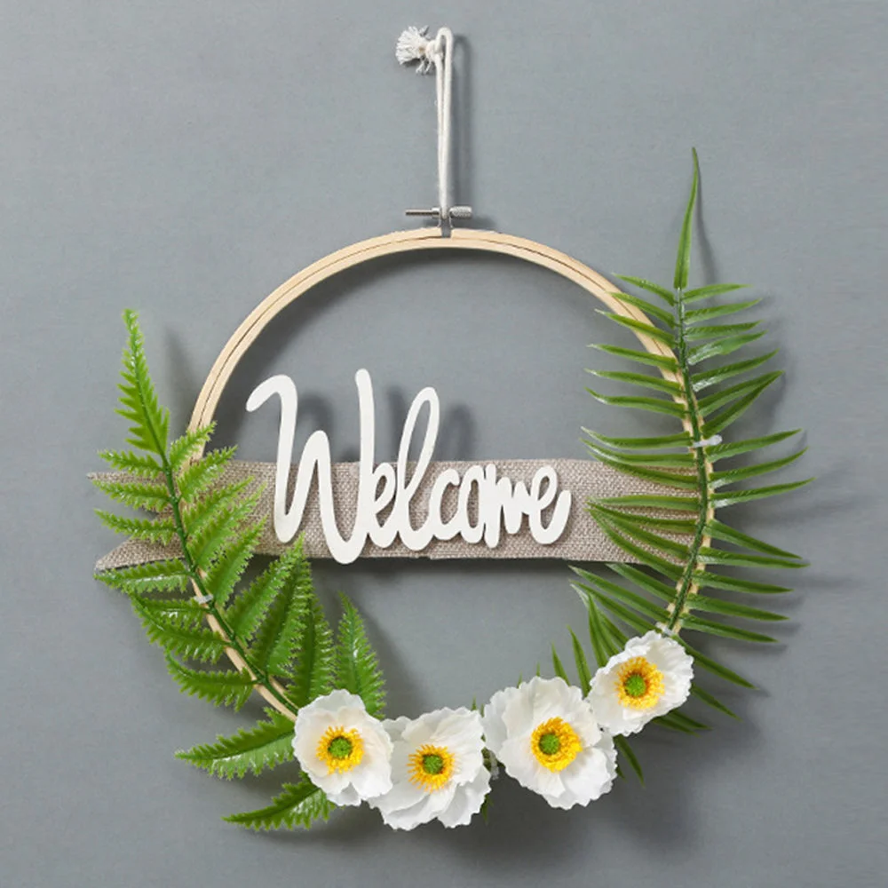 Simulation Eucalyptus Leaf Bamboo Circle Festive Decoration Garland