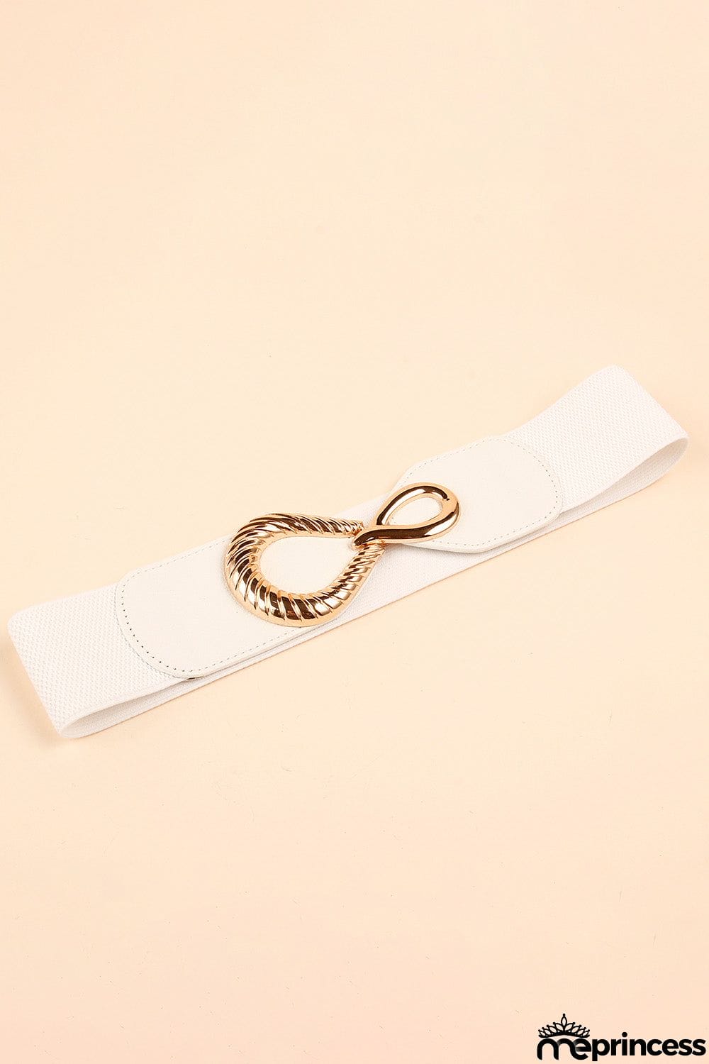 Ribbed Alloy Buckle Elastic Belt