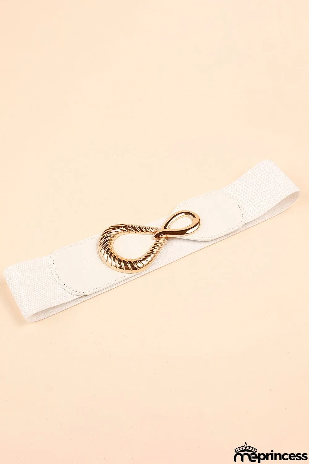 Ribbed Alloy Buckle Elastic Belt