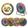 4Pcs Wooden Butterfly Flower Plant DIY Diamond Painting Placemats with Holder