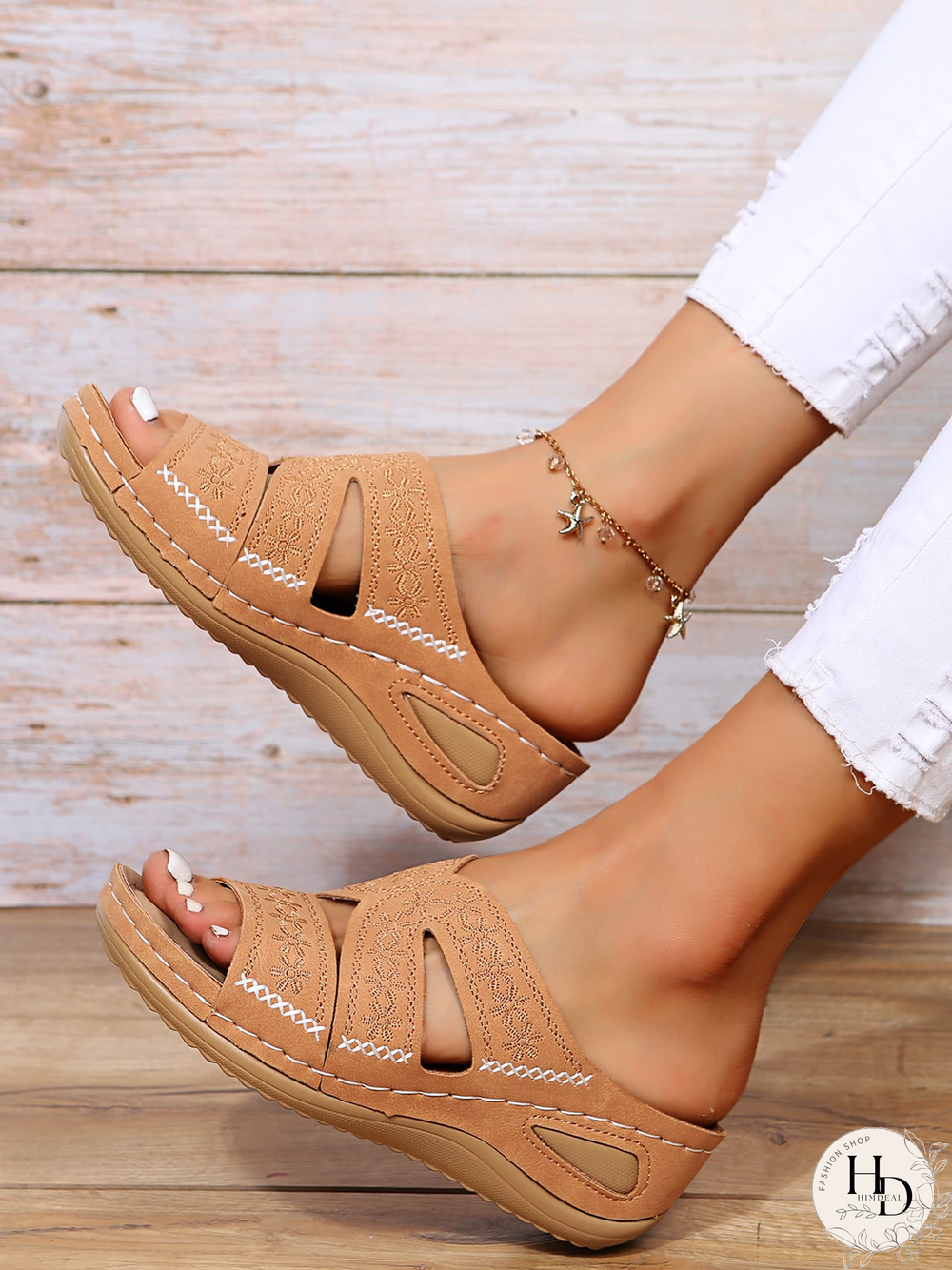 Flower Embroidered Casual Beach Sandals Slippers