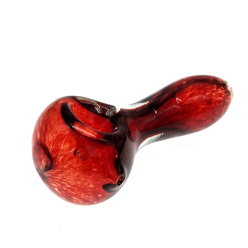 Fumed Sky Red Inside-Out Frit Spoon pipe Glass Pipes