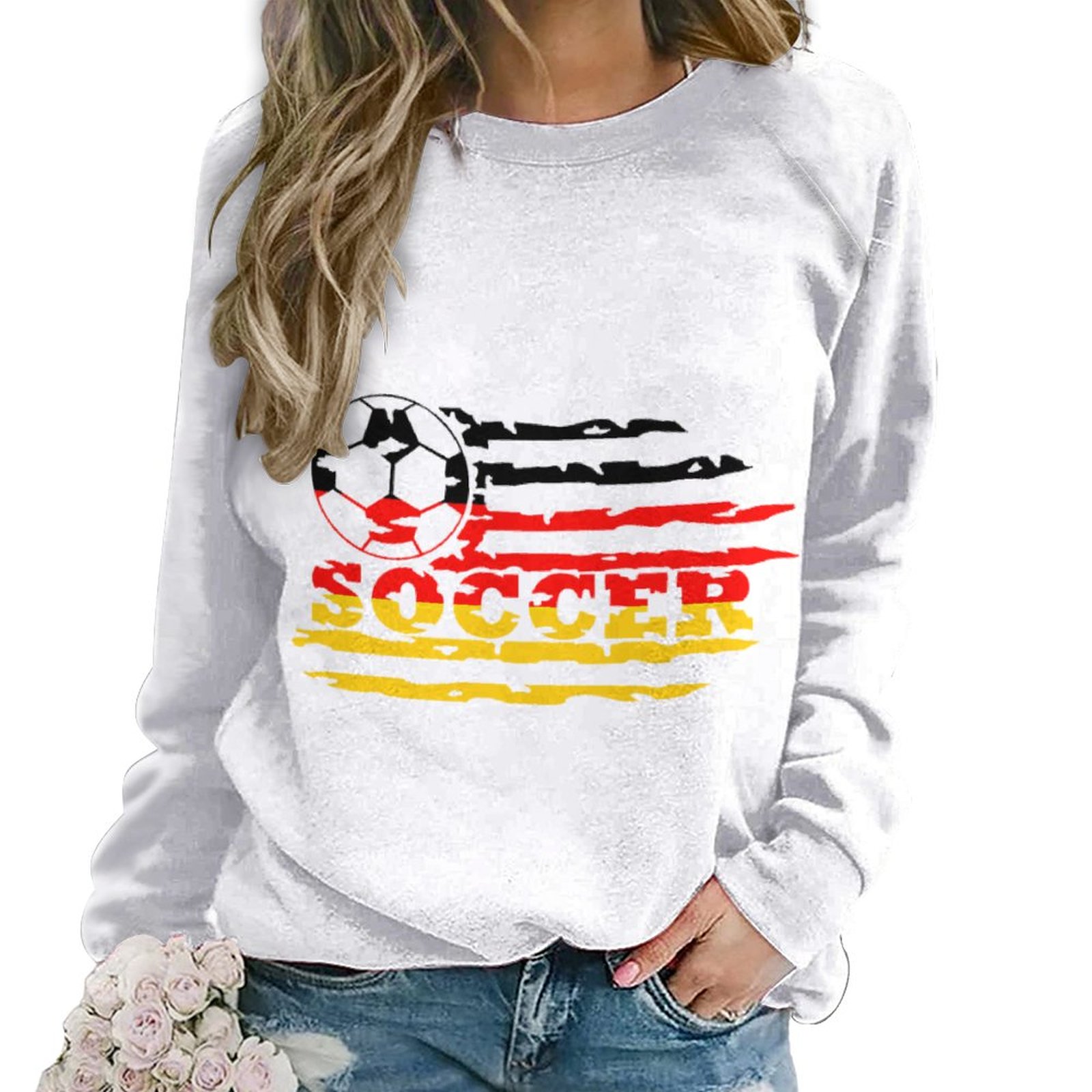 Soccer Germany Women Raglan Sweatshirt Round Neck Tops
