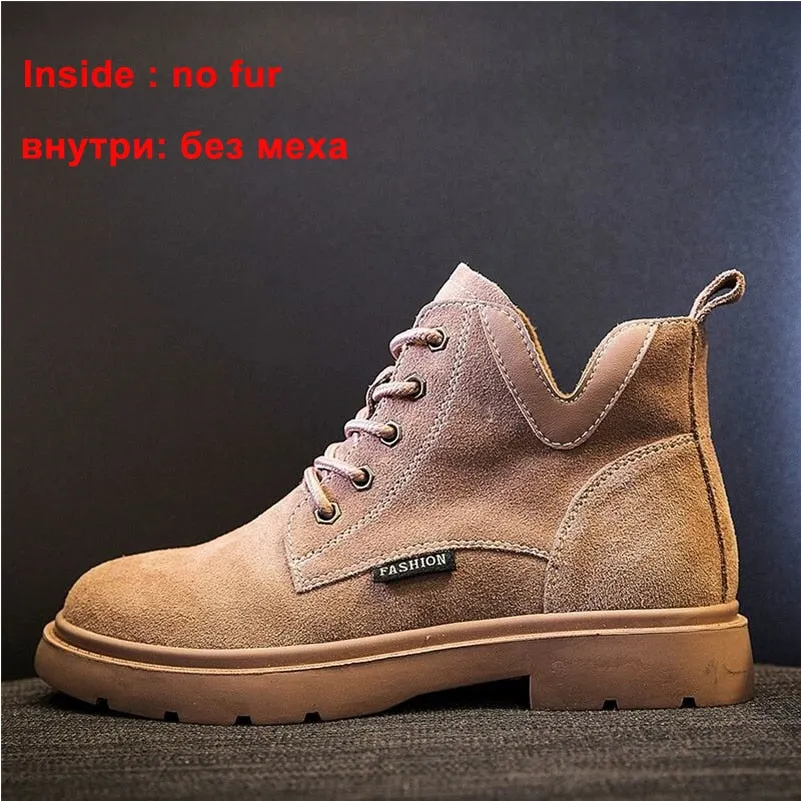 Meotina Women Genuine Leather Motorcycle Boots Round Toe Lace Up Shoes Thick Med Heel Ladies Ankle Boots 2021 Autumn Winter 40