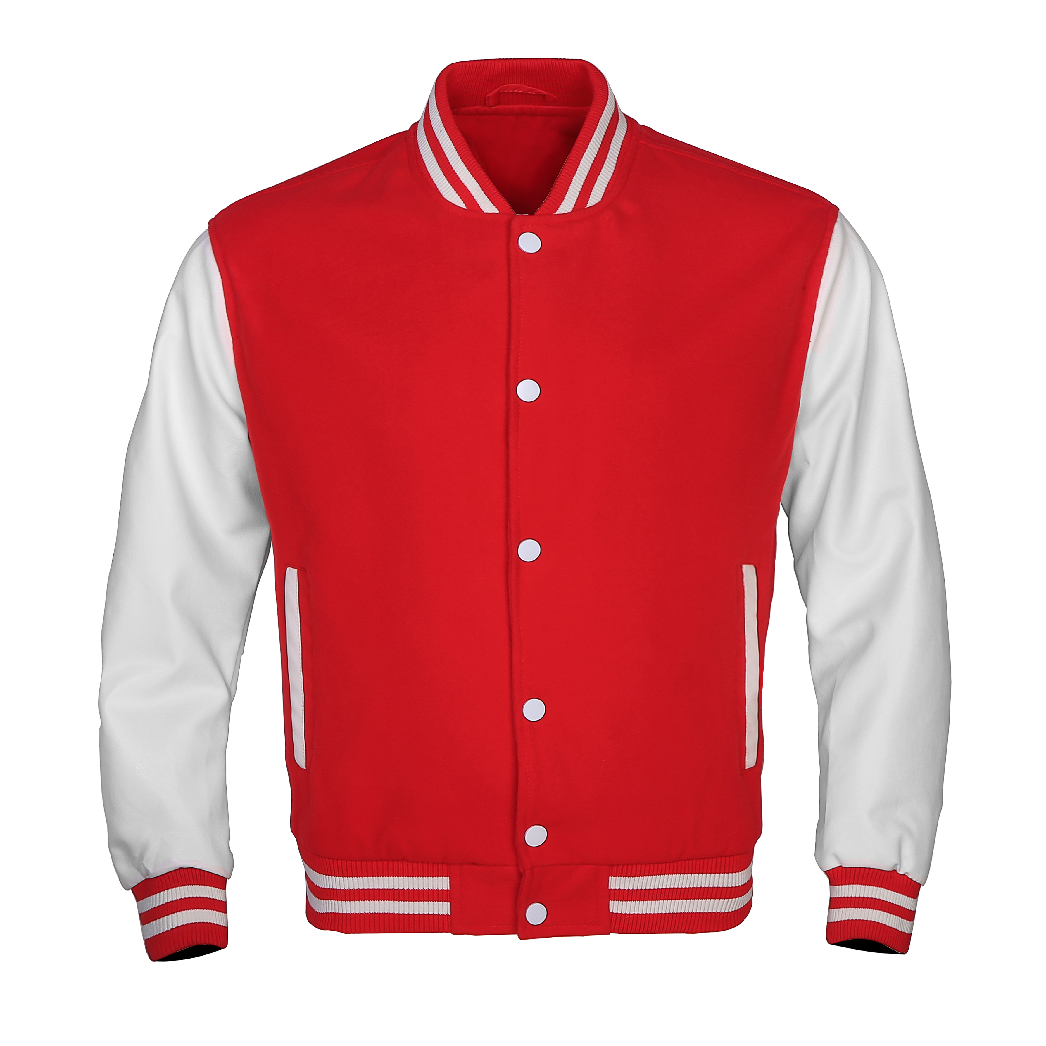 Autumn Solid Casual Leather Sleeves Wool Unisex Vintage Baseball Letterman Varsity Jackets Men