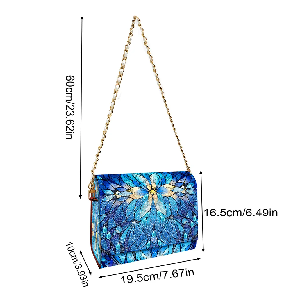 DIY Mandala Diamond Art Wooden Coin Pouch with Chain 5D Diamond Painting Purse