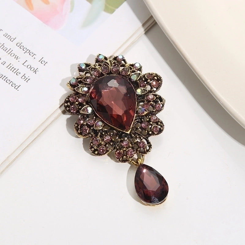 Fashion Pin Water Droplets Alloy Inlay Artificial Gemstones Women’S Brooches