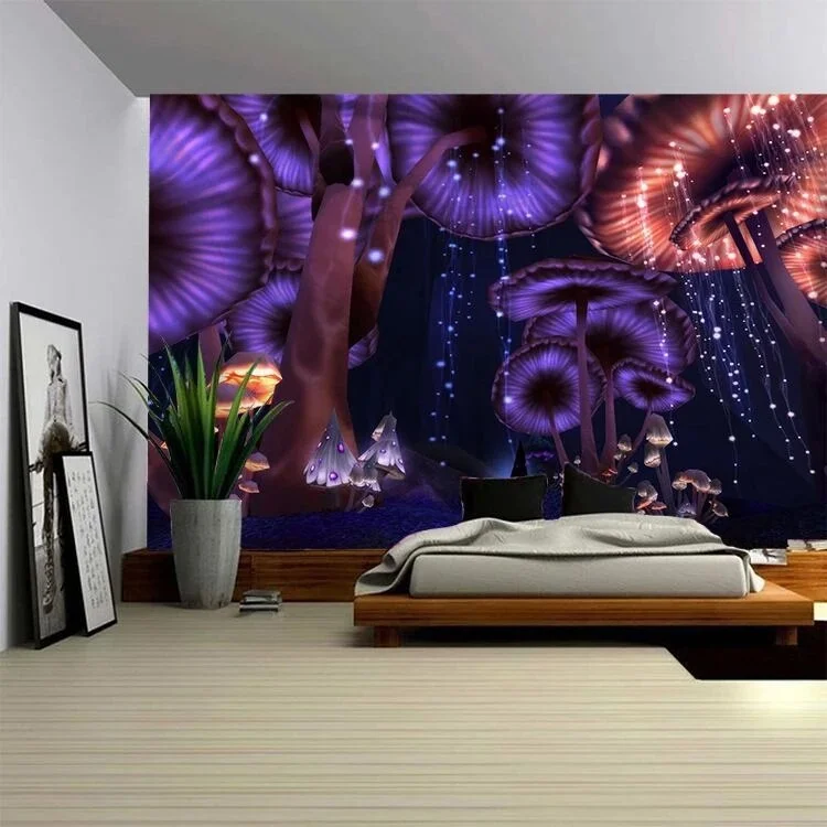 Mushroom Fantasy Forest Tapestry Bohemian Tapestry   Mandala Hanging Hippie Wall Hanging Wall Tapestries Mandala Wall Room Decor
