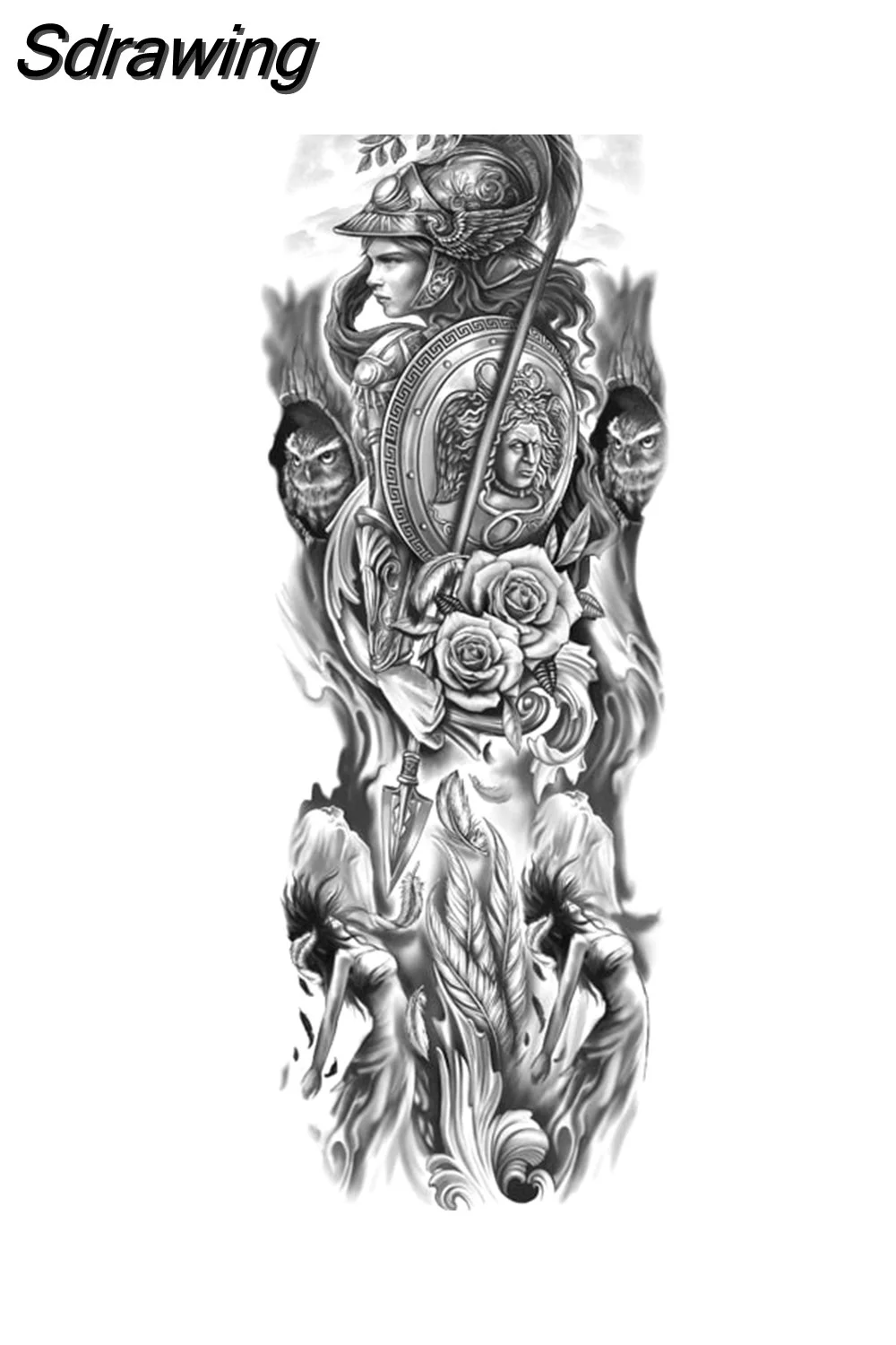 Sdrawing Tattoo Dragon For Men Waterproof Sleeves Angel Tiger Snake Animal Stickers Waterproof Temporary Tattoos Skeleton Hand 521-1