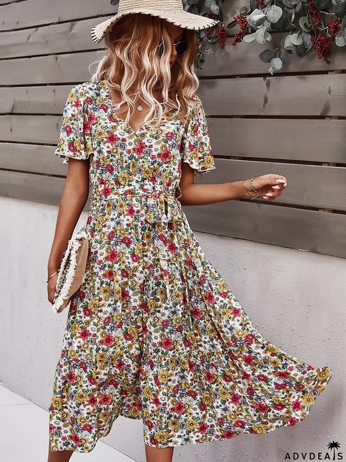 Small floral craft long dress