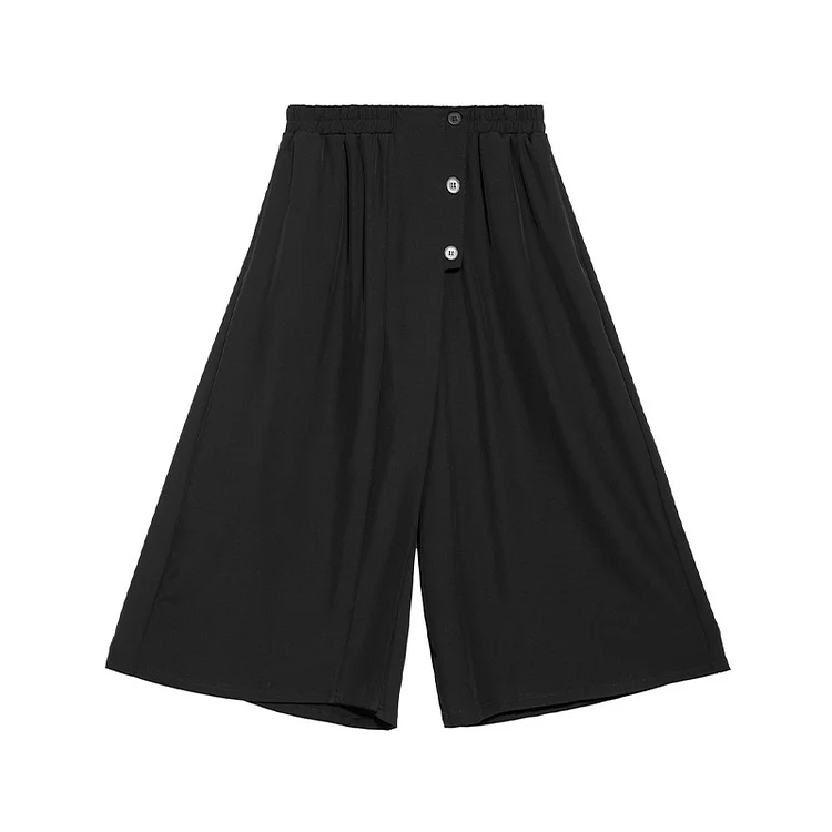 Simple Solid Color Elastic Waist Pants - yankia