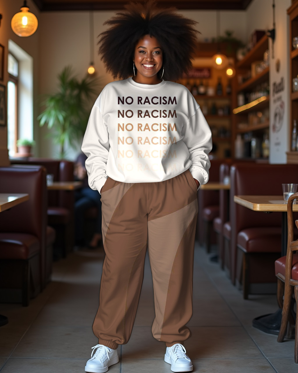 Women's Plus Size Melanin Long Sleeve Sweatshirt and  Casual Pants Set
