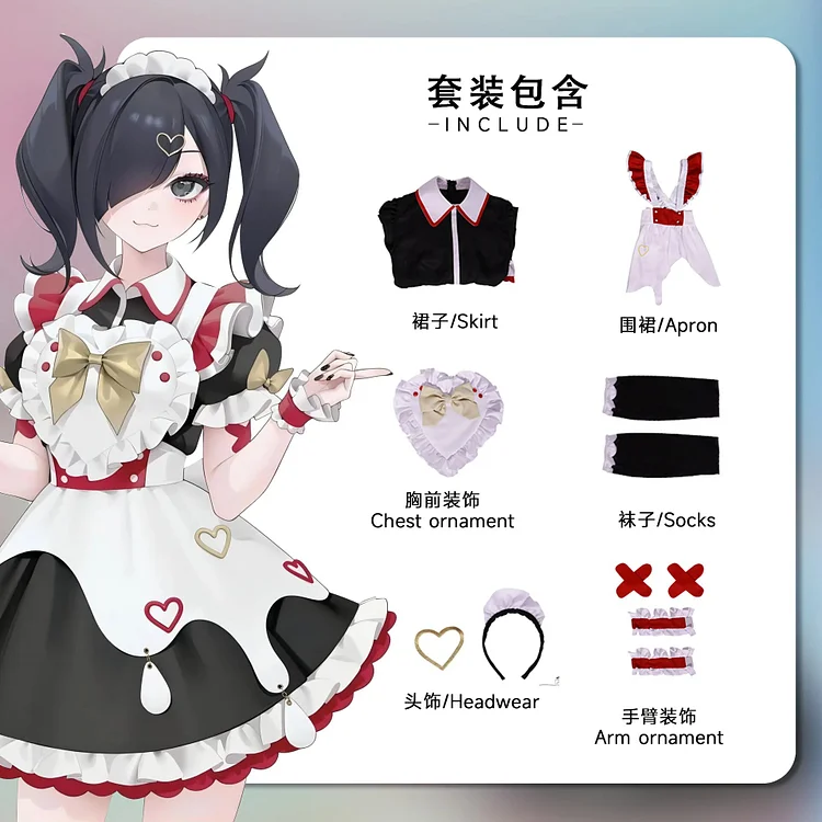 【Wetrose】NEEDY GIRL OVERDOSE Maid Dress Amechan K Angel Cosplay Costume Jirai Kei Game Full Set Chou Zetsu Sai Kawa Ten Shi Chan Cos