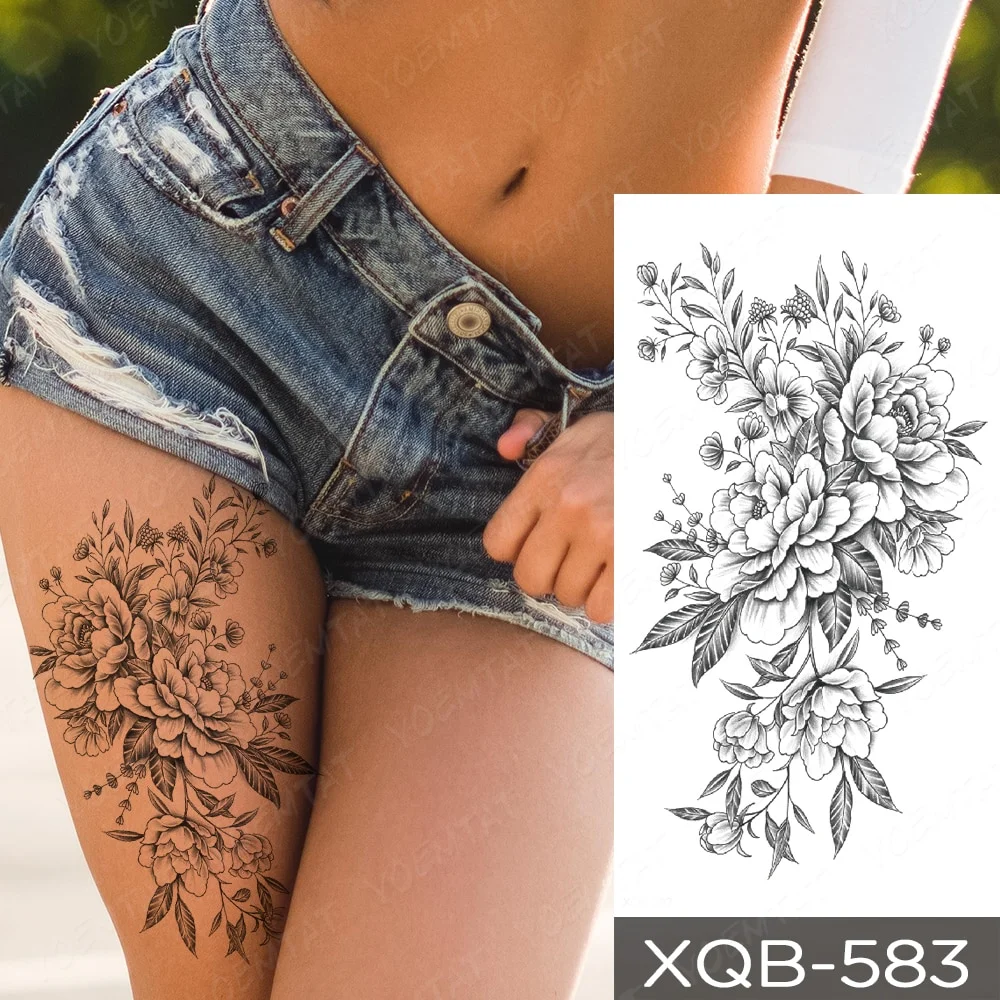 Sdrawing Temporary Tattoo Sticker Henna Mehndi Totem Flash Tatto Lotus Flower Hand Fingers Body Art Arm Fake Tatoo Men Women