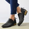 Plain  Chunky  Low Heeled  Point Toe  Casual Ankle Boots