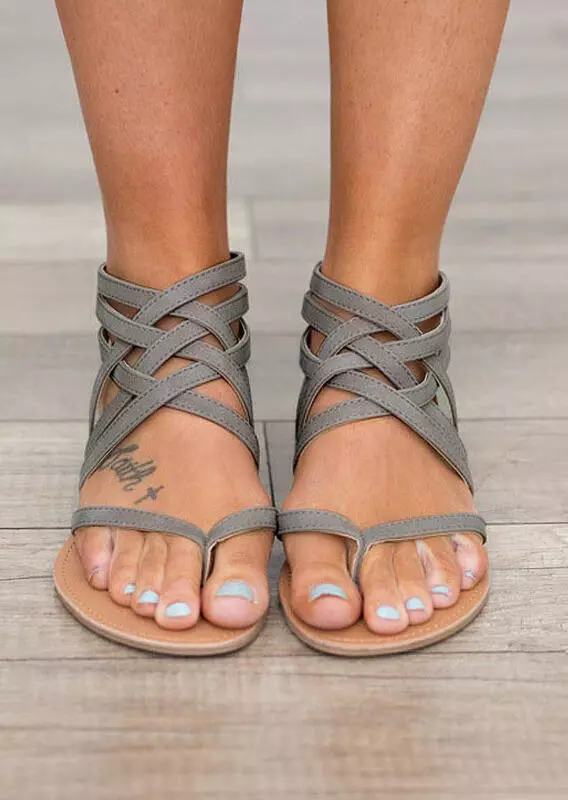 Summer Cross-Tied Zipper Flat Sandals