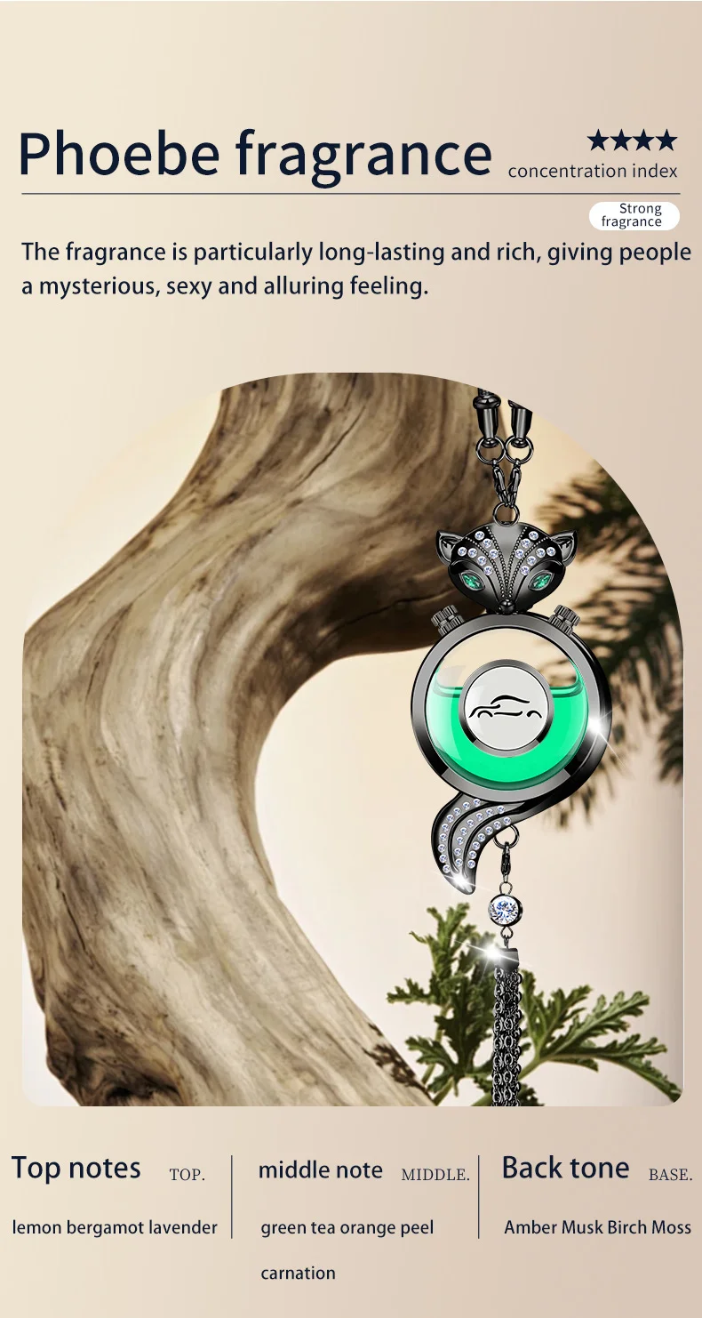 Car perfume pendant high-end fox diamond car interior decoration fragrance essential oil pendant