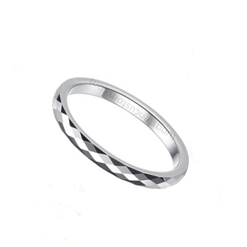 Couples Jewelry 2mm Multi-faceted Tungsten Carbide Wedding Ring