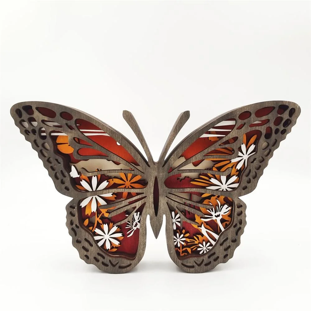 Purexcellent&trade; New creative home desktop wood carving butterfly crafts ornaments